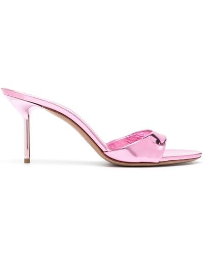 Paris Texas Lidia 70 Metallic Leather Mules - Women's - Patent Calf Leather/calf Leather - Pink