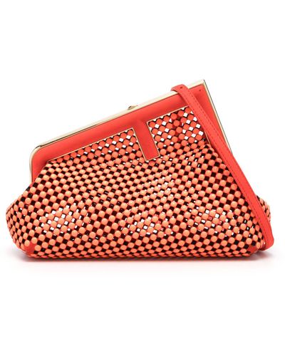 Fendi First Small Leather Clutch Bag - Red