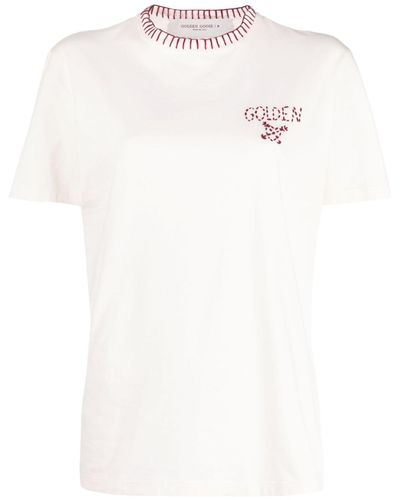 Golden Goose Logo-embroidered Cotton T-shirt - White