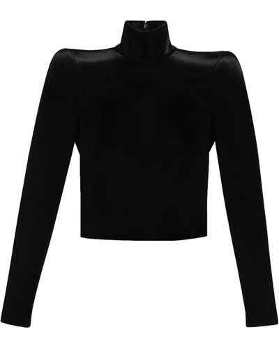 Balenciaga Round Shoulder Roll-neck Top - Black