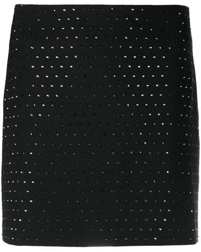 ANDAMANE Rhinestone-detail Mini Skirt - Women's - Elastane/virgin Wool/polyester/acetatepolyester - Black