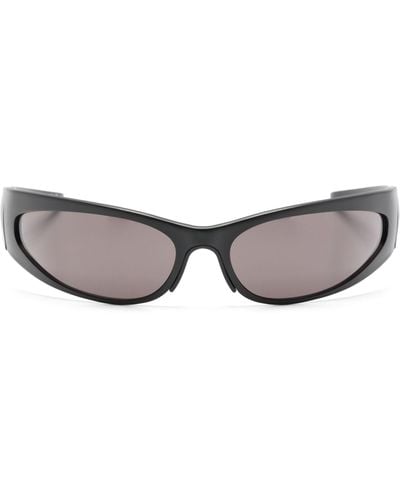 Balenciaga Reverse Xp Wrap Oval-frame Sunglasses - Gray