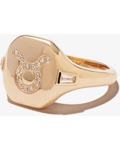 SHAY 18k Yellow Taurus Diamond Signet Ring - Women's - Diamond/18kt Yellow - Metallic