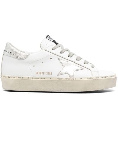 Golden Goose Hi Star Logo-embroidered Leather Low-top Trainers - White