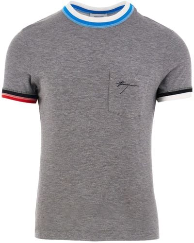 Ferragamo Logo-embroidered Jersey T-shirt - Gray