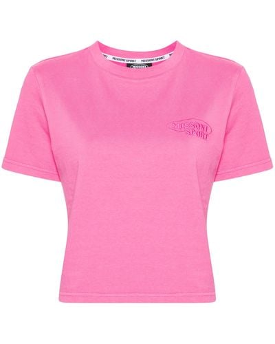 Missoni Logo-embroidered Cotton T-shirt - Women's - Cotton - Pink
