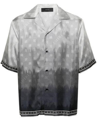 Amiri Ma-print Silk Shirt - Grey
