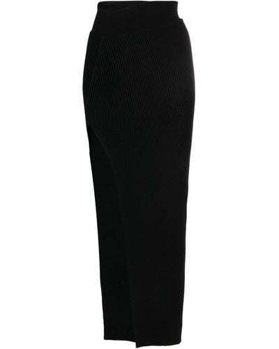 Rick Owens Edfu Side Slit Long Cashmere Skirt - Women's - Wool/recycled Cashmere/spandex/elastane - Black