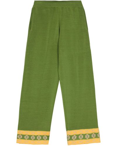 Bode Wellfleet Knitted Straight-leg Pants - Green