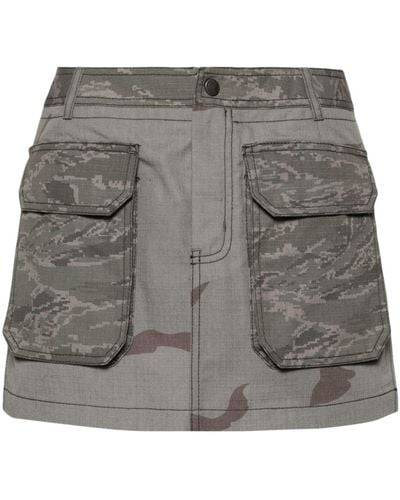 Marine Serre Regenerated Camo Mini Skirt - Women's - Cotton/viscose/polyester - Gray