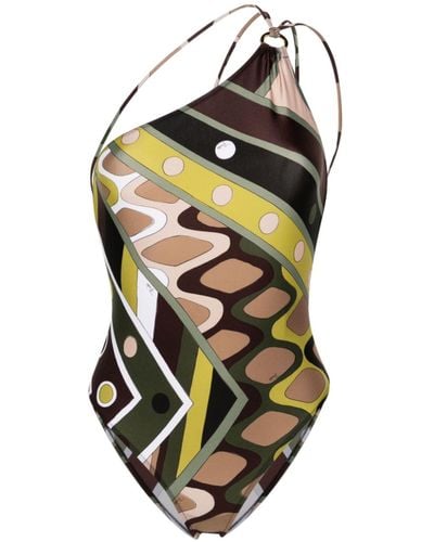 Emilio Pucci Graphic-print Ring-detail Swimsuit - Green