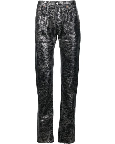 GALLERY DEPT. Abstract-print Metallic Straight-leg Jeans - Gray
