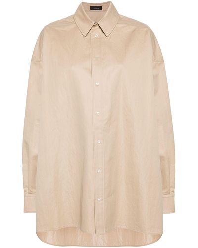 Wardrobe NYC Khaki Beige Gabardine Mini Shirt-dress - Natural