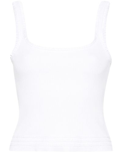 Chloé Ruffled Stretch-cotton Tank Top - White