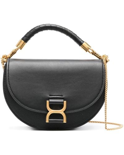 Chloé Marcie Bag With Flap And Chain - Black