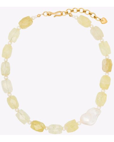 Brinker & Eliza Yellow Anna Citrine Pearl Necklace - Metallic