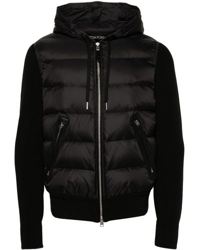 Tom Ford Quilted-panel Cardigan - Men's - Polyamide/feather Down/cotton - Black
