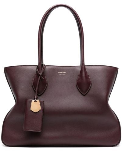 Ferragamo Stella Leather Tote Bag - Purple