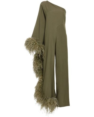 ‎Taller Marmo Feather-trim Cady Jumpsuit - Green