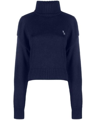 Recreational Habits Athos Cropped Wool Sweater - Blue
