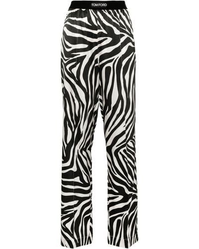 Tom Ford Zebra-print Silk Pants - Women's - Elastane/silk - Black