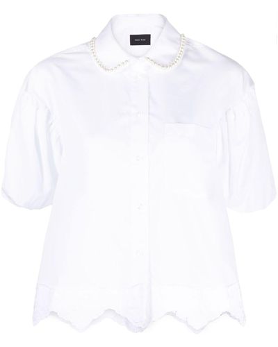 Simone Rocha Faux Pearl-embellished Cotton Shirt - Women's - Cotton - White
