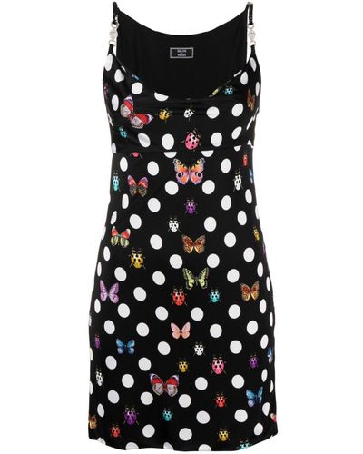 Versace X Dua Lipa Polka Dot Butterfly And Ladybird Short Dress - Black