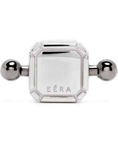 Eera Eéra - 18k White Gold Black Bar Square Post Earring - Metallic