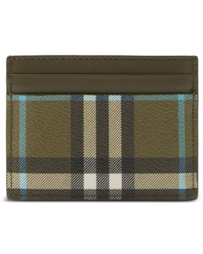 Burberry Check-pattern Card Holder - Green