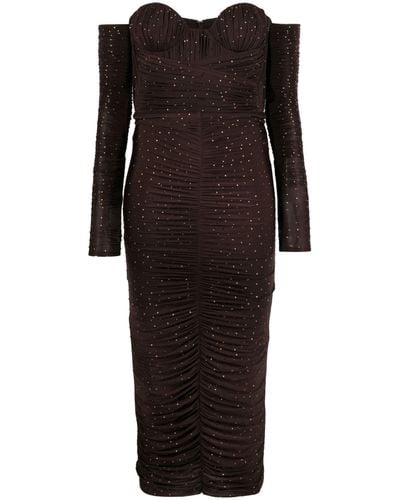 Alex Perry Tylen Crystal-embellished Ruched Midi Dress - Black