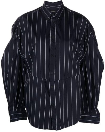 Balenciaga Blue Vertical Stripe Pattern Shirt