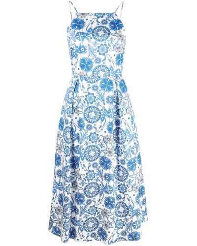 Borgo De Nor Goreti Floral-print Cotton Dress - Women's - Cotton - Blue