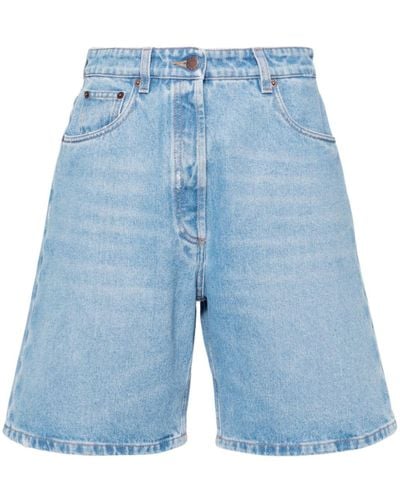 Prada Wide-leg Denim Shorts - Women's - Cotton - Blue