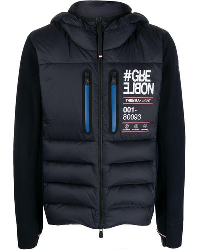 3 MONCLER GRENOBLE Logo-print Quilted Hooded Jacket - Blue