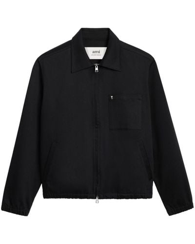 Ami Paris Cotton-satin Shirt Jacket - Black