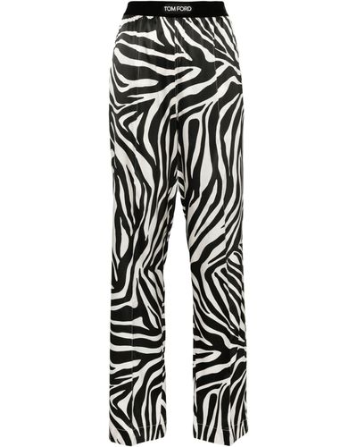 Tom Ford Zebra-print Silk Trousers - Women's - Elastane/silk - Black