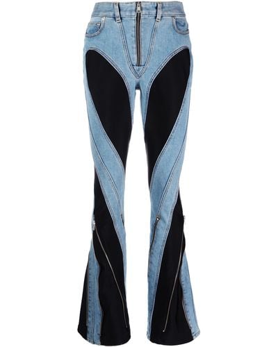 Mugler Spiral Split-hem Jeans - Blue