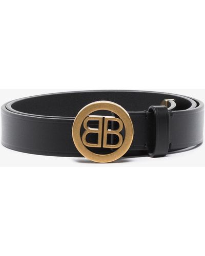 Balenciaga Black Circled Bb Leather Belt