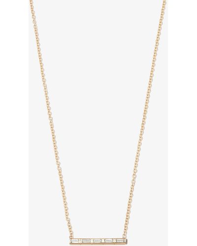 Zoe Chicco 14k Yellow Baguette Five Diamond Bar Necklace - Metallic