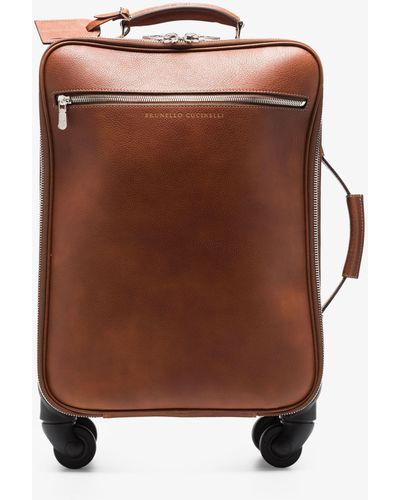 Brunello Cucinelli Leather Cabin Suitcase - Brown