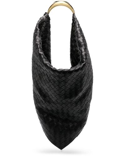 Bottega Veneta Foulard Woven Leather Shoulder Bag - Black
