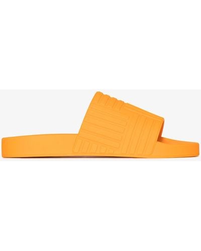 Bottega Veneta Embossed Rubber Slides - Orange