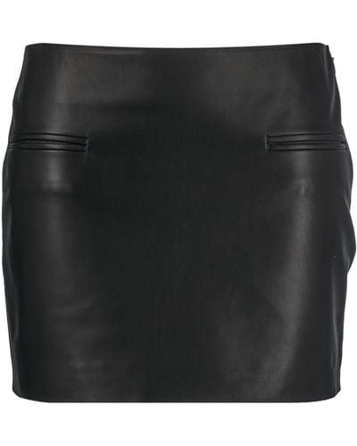 Ferragamo Welt Pockets Leather Miniskirt - Black