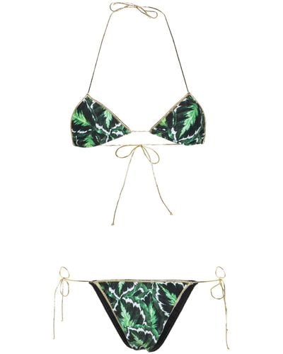 Reina Olga Sam Leaf-print Bikini - Green