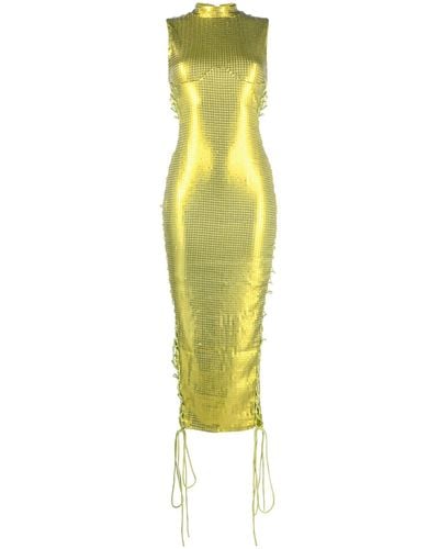 De La Vali Elena Sequin-embellished Midi Dress - Yellow