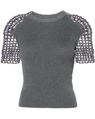 Isa Boulder Crochet-sleeve T-shirt - Gray