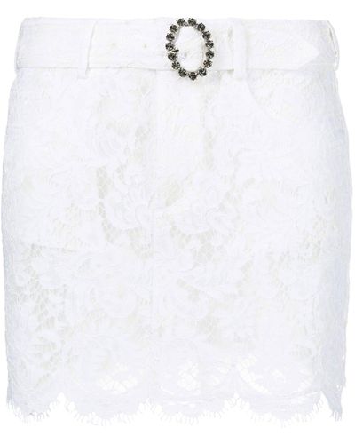Alessandra Rich Lace-detail Miniskirt - White