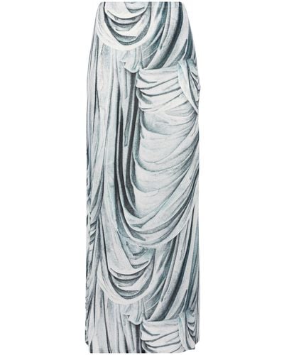 Rabanne Statue-print Midi Skirt - Women's - Elastane/viscose - Blue