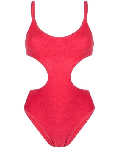 The Attico Terry-cloth Cut-out Swimsuit - Red