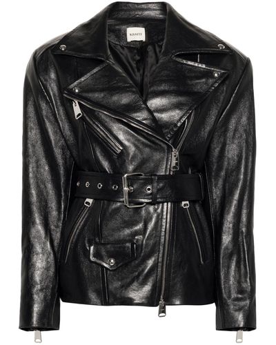 Khaite Black The Fabbie Leather Biker Jacket